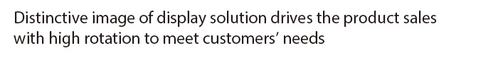 Distinctive image of display solution drives the product sales with high rotation to meet customers’ needs