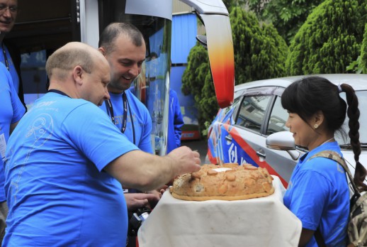 La traditonal ceremonia de bienvenida en Rusia