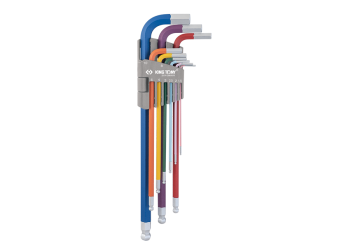 9 PC. Color Coded Extra Long Arm Ball End Hex Key Set KING TONY 20109MW