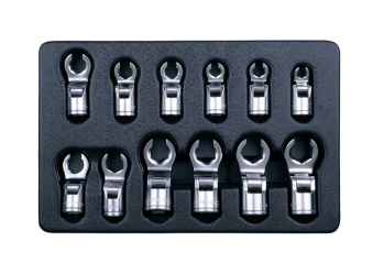 12 PC. 3/8" DR. Flexible Crowfoot Socket Wrench Set for Tool Trolley KING TONY 9-3612MR