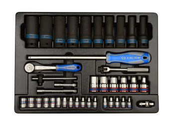 40 PC. 1/4"+1/2" DR. Socket Wrench Set for Tool Chest & Trolley KING TONY 9-7540MR