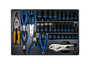 35 PC. 1/2" Impact Socket, Accessory, Pliers, and Snips Set for Tool Trolley KING TONY 9-94435MP