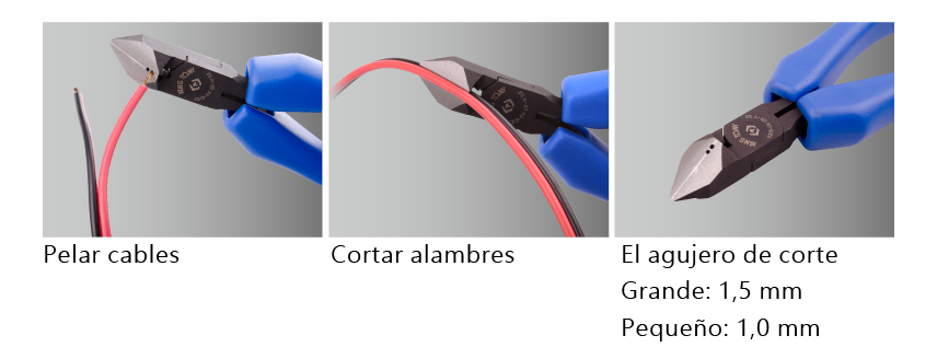 El alicate diagonal para pelar y cortar cables.