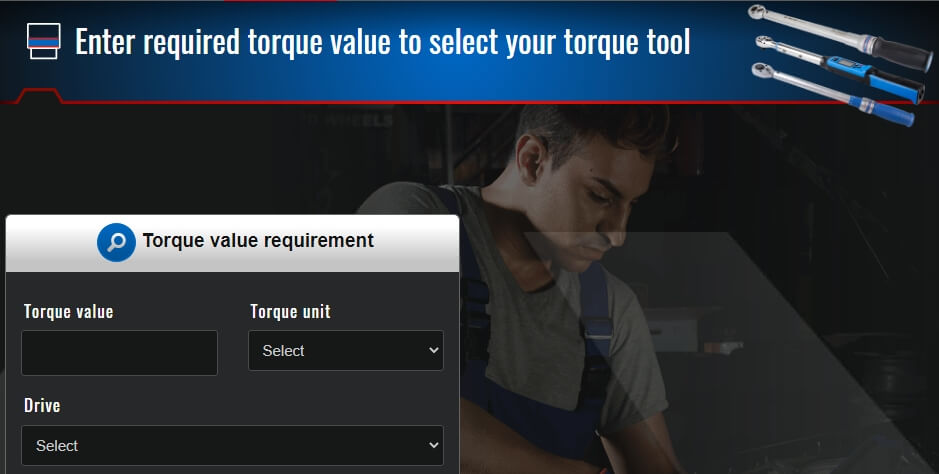 Enter required torque value to select your torque tool
