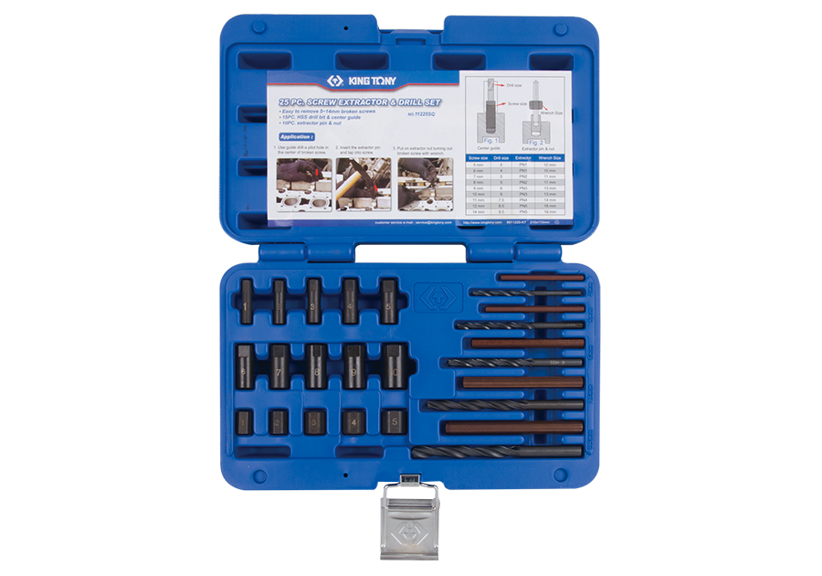 Screw Extractor25pc Drill & Guide Set Remove Broken Bolts Fasteners Easy Out 