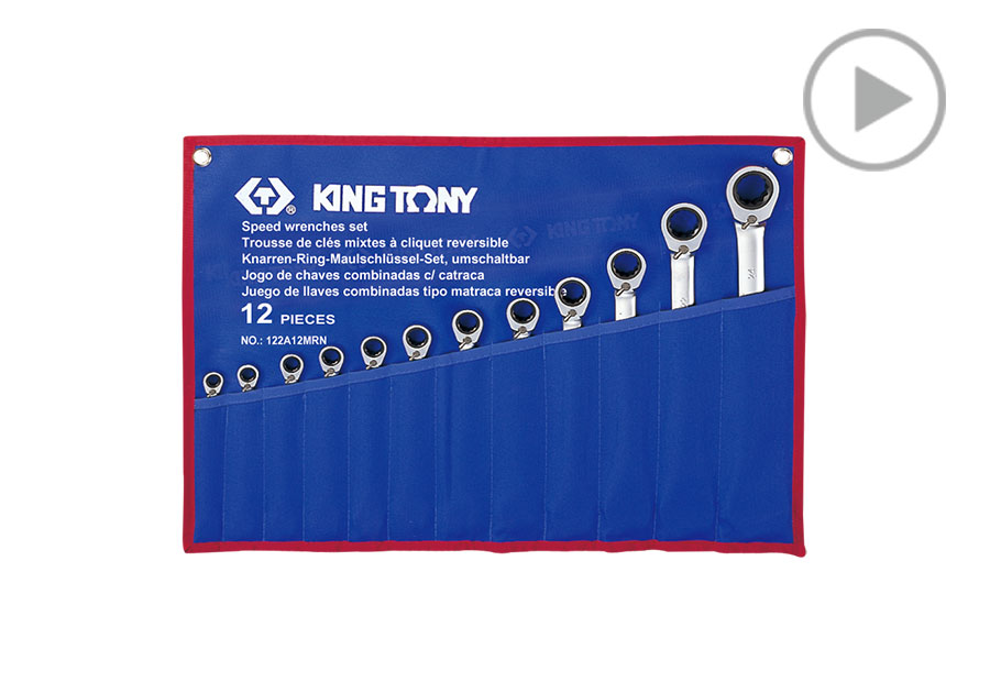 Juego de Llaves de Velocidad Reversibles de 12 Piezas  KING TONY  122A12MRN