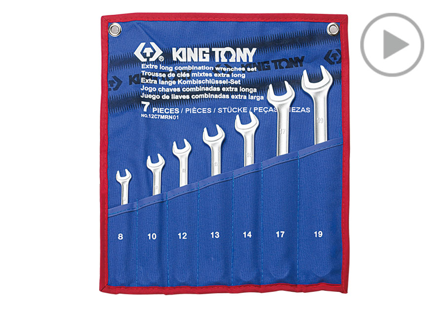Juego de Llaves Inglesas Combinadas Larga Ultraliviana de 7 Piezas  KING TONY  12C7MRN01