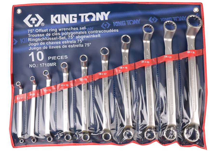 10件式 75°雙梅扳手組  KING TONY  1710MR, 永安實業工具購物網