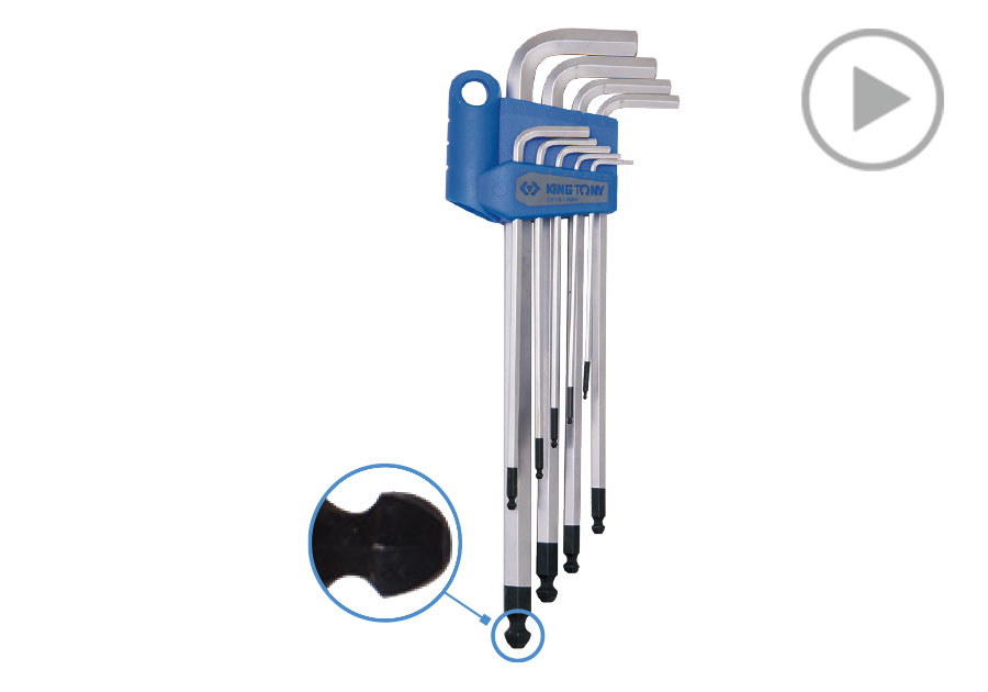 Juego de Llaves Hexagonales con Brazo Extralargo de 9 Piezas  KING TONY  201B09MR