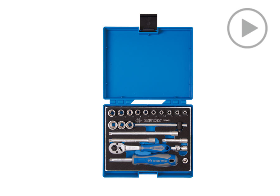 21件式 1/4" DR. 六角套筒扳手組  KING TONY  2524MRV