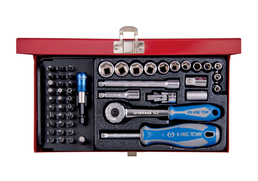 51 PC. 1/4" DR. 6 Point Socket Wrench Set-KING TONY-2551MR