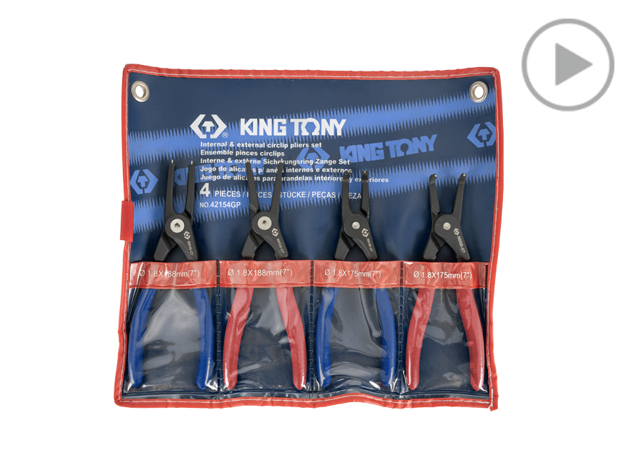Juego de Pinzas Para Anillos de Retención de 4 Piezas  KING TONY  42154GP