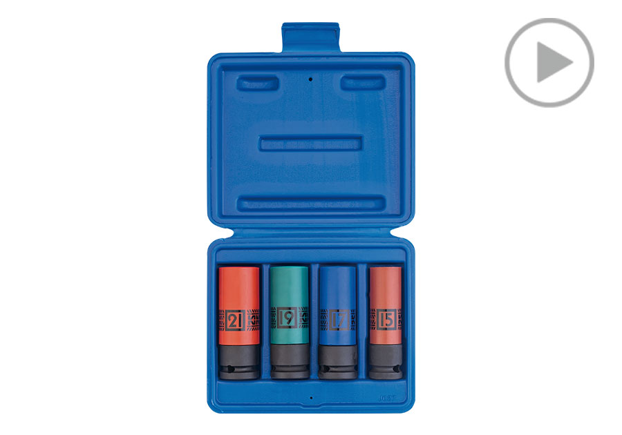 4件式 1/2" DR. 六角彩色氣動輪胎套筒組  KING TONY  44904MP01