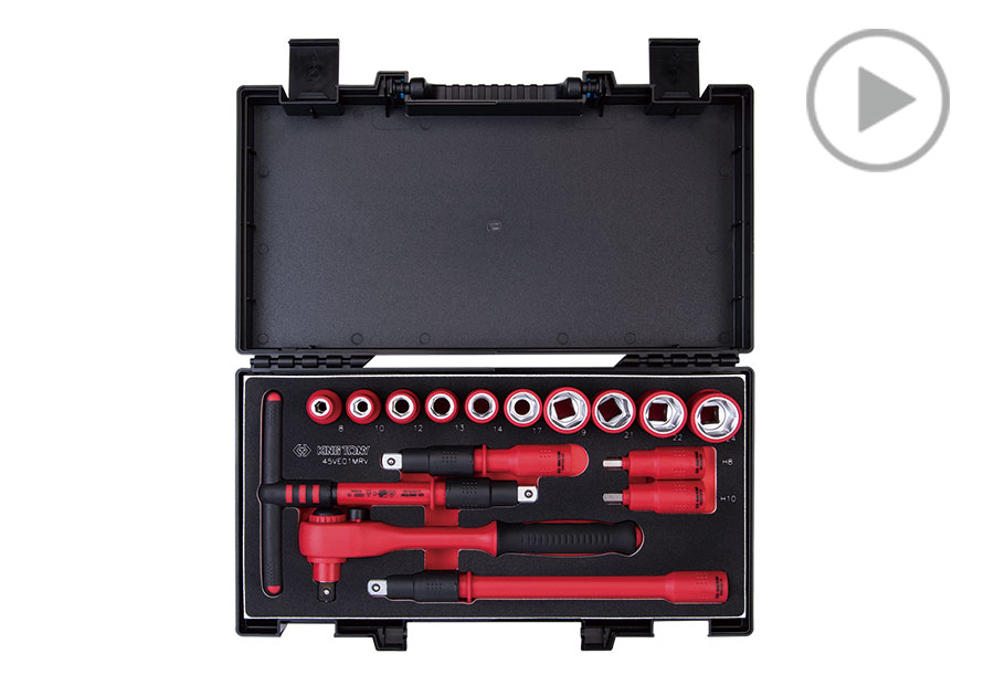 Juego de Dado de 6 Puntos Estándar Métrico Aislado VDE de 1/2" DR. de 16 Piezas  KING TONY  45VE01MRV