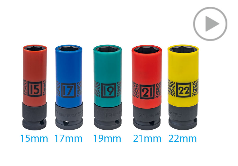 1/2" DR. 公制六角彩色氣動輪胎套筒  KING TONY  4945M