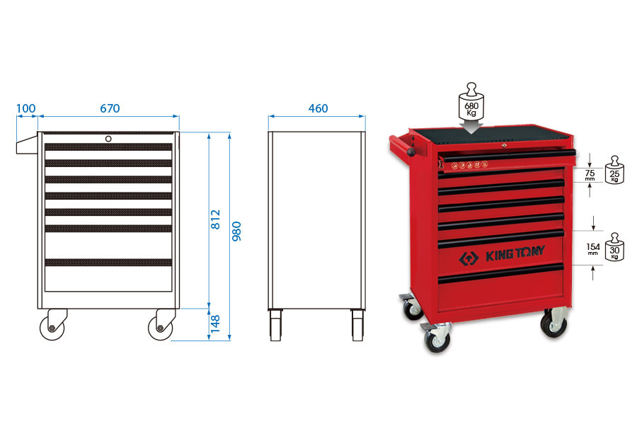 Carro de Herramientas de 7+2 Cajones-KING TONY-87G38-7B