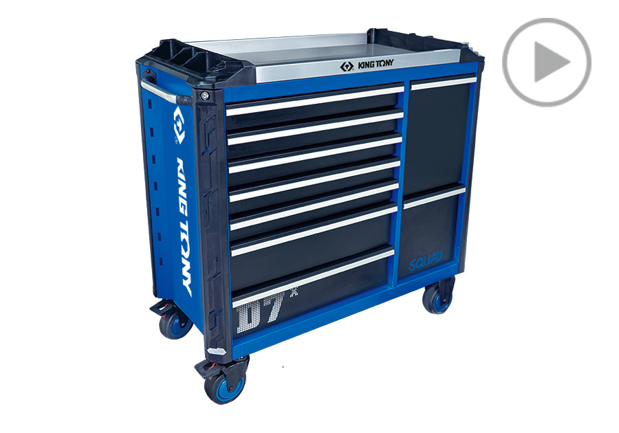 Carro de Herramientas de Servicio Pesado de la Serie SQUAD - Modelo D<sup>x</sup> - 8+2 Cajones Tipo Parachoques  KING TONY  87SQ32-10B-BK