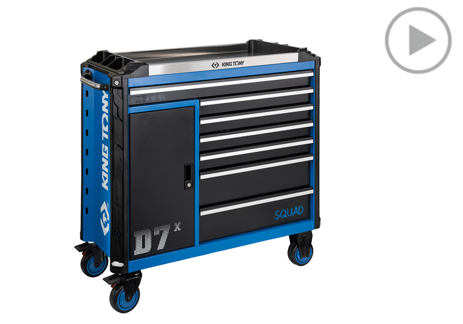 SQUAD系列-Dx型 7+1抽重型防撞邊條工具車  KING TONY  87SQ32-7B-BK