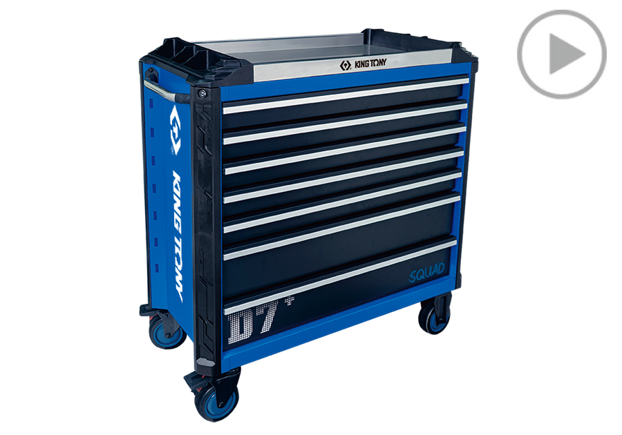 SQUAD系列-D+型 七抽加長型防撞邊條工具車  KING TONY  87SQ33-7B-BK