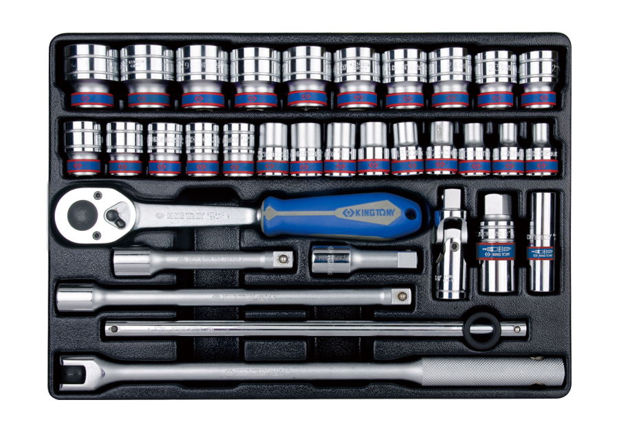 33 PC. 1/2" DR. 6 Point Socket Set Metric for Tool Chest & Trolley-KING TONY-9-4333MR03